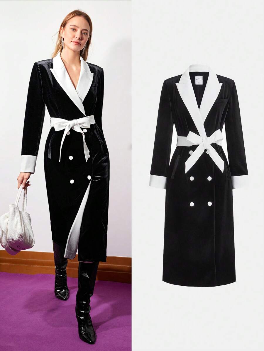 MOTF PREMIUM 束腰兩色絨面外套