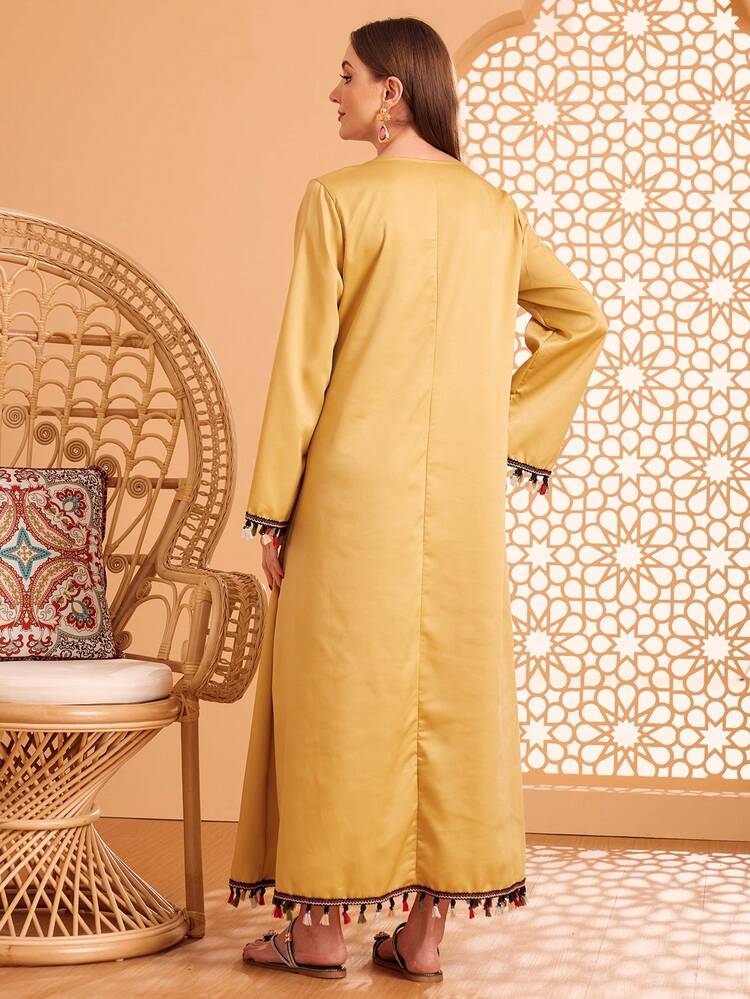 Embroidered Detail Bell Sleeve Dress