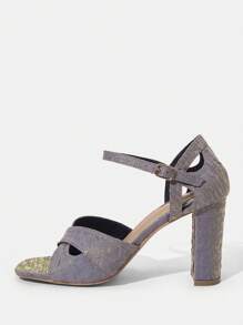 SheIn SXY 1 Pair Fashionable Square Toe High Heel Sandals