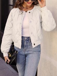 SHEIN LUNE Của phụ nữ Tay Raglan Tay áo dài Áo khoác - Màu be - Xem 5