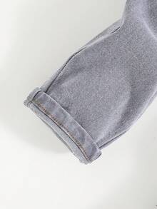 SHEIN 男童休闲中腰不对称破洞牛仔裤 - 彩色 - 查看 6