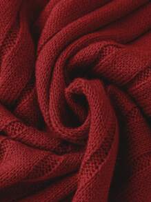 Calvaya Kích thước lớn Của phụ nữ Thả vai Sọc Áo len Và Quần len Bộ - Màu Đỏ Sâu - Xem 4