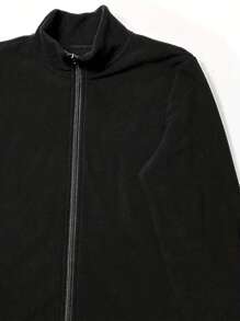 INAWLY Zippered Stand Collar Long Sleeve Jacket