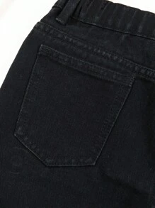 Boys' Elastic Waist Ripped Denim Shorts, Tween - Black - View 7