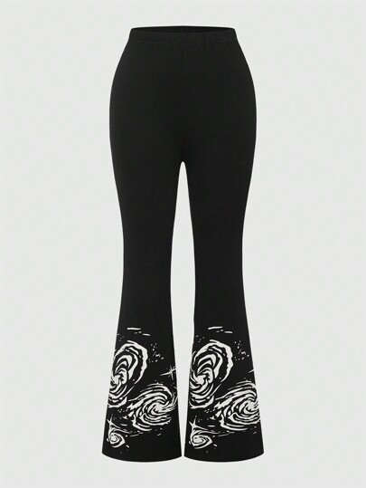 Hippie Ladies' Swirl Galaxy Print Flare Pants