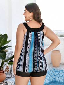 Swim Lushoire Kích thước lớn Họa tiết Hình học Xe tăng Bikini - Nhiều màu - Xem 2