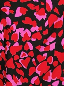 SHEIN LUNE 心型印花圍裹式及腰部繫帶洋裝 - 彩色 - 查看 3