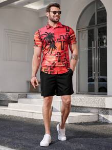 Manfinity RSRT Men's Tropical Print Short Sleeve Shirt - Multicolor - View 3