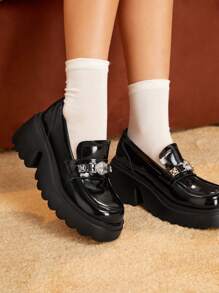 SheIn MOD 女士厚底平底鞋 - 黑色 - 查看 1