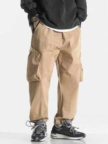 Manfinity Hypemode 男式伞兵工装裤 - 卡其色 - 查看 1