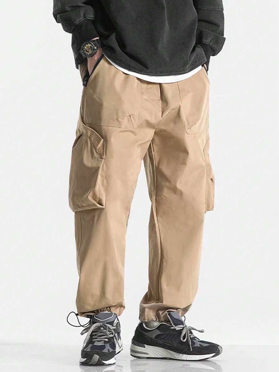 Manfinity Hypemode 男式伞兵工装裤 - 卡其色 - 查看 1