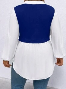 SHEIN CURVE+ Kích thước lớn Nối Tay áo lồng đèn Áo - Nhiều màu - Xem 2