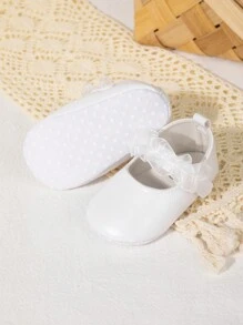 可愛的派對風格花朵蕾絲平底鞋,適合嬰兒和幼兒