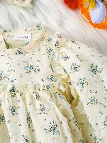 Infant Girls' Floral Pattern Back Buttoned Bodysuit With Headband 2pcs/Set