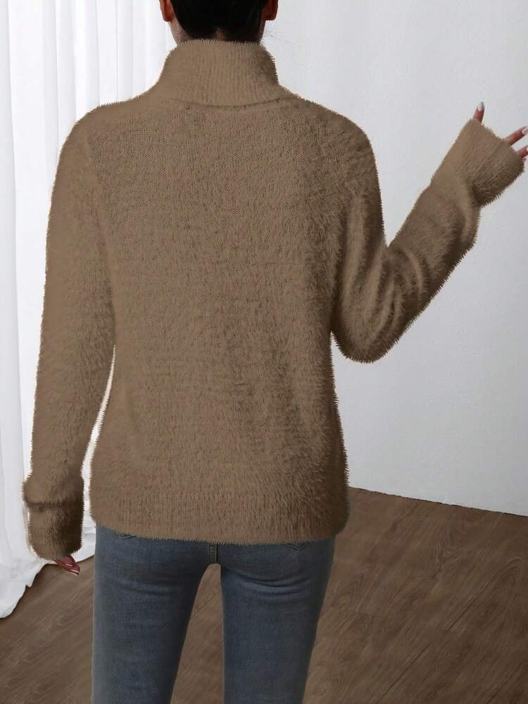 Solid Color Turtleneck Knit Pullover Fall Winter Sweater