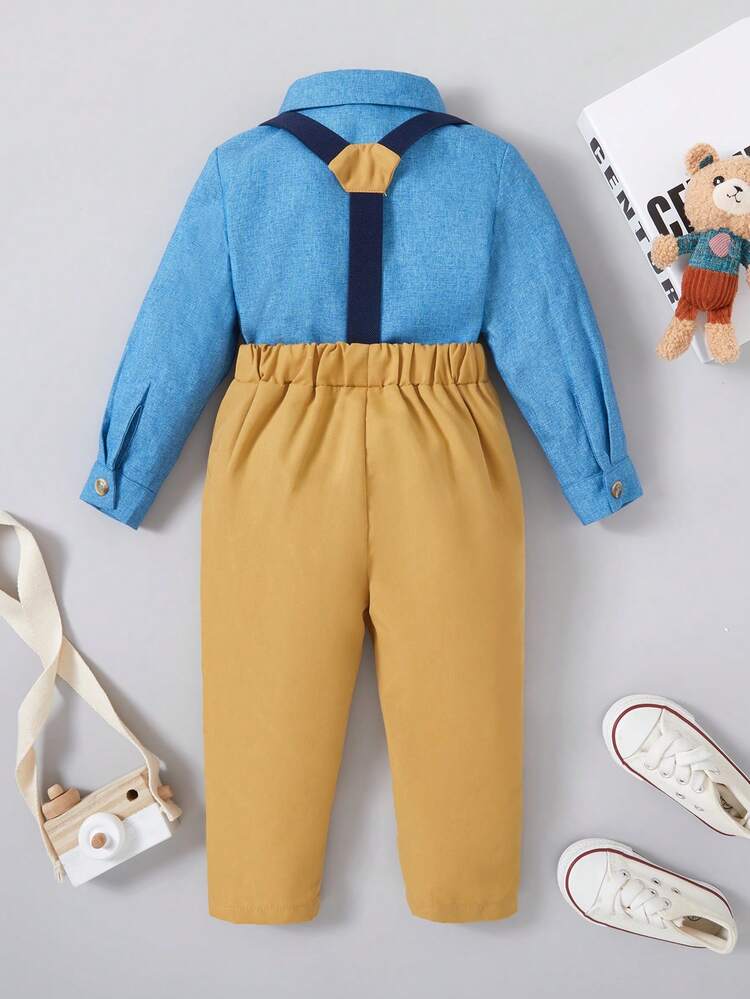 Baby Boys' Gentleman Long Sleeve Shirt And Suspender Pants Set