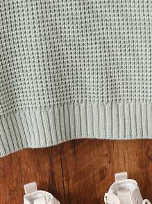 SHEIN 幼兒女孩圓領長袖毛衣 - 薄荷綠 - 查看 4