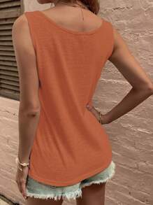 SHEIN LUNE Ladies' Single-Breasted Tank Top - Coral Orange - View 2