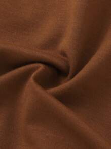 SHEIN Tween 女童连帽拉链运动衫和牛仔效果裤两件套 - 棕色 - 查看 4