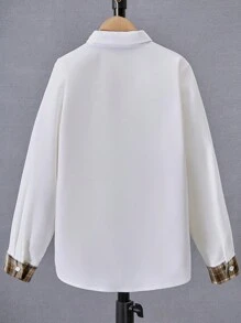 SHEIN 青少年男童休闲优雅都市学院风拼接格子衬衫 - 彩色 - 查看 2