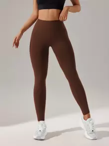 Easithlete 女款无缝运动紧身裤瑜伽裤 - 棕色 - 查看 3