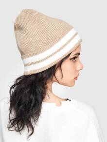 ROMWE Grunge Punk 1pc Striped Women'S Knitted Hat - Multicolor - View 3