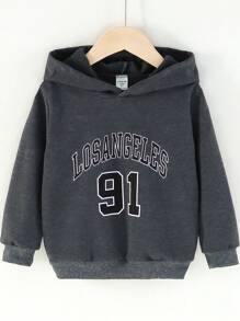 SHEIN 男童字母印花长袖卫衣 - 灰色 - 查看 1