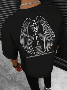 Manfinity EMRG Men's Wing Pattern Loose Fit T-Shirt - Black - View 3