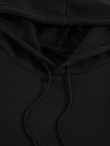 SHEIN LUNE 帶有花紋的帽衫休閒運動衣 - 黑色 - 查看 4