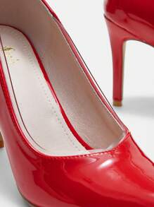 女士時尚紅色高跟鞋 - 酒紅色 - 查看 8