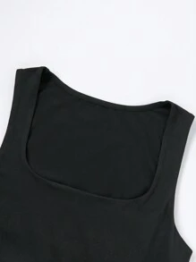 SHEIN LUNE 女士純色背心上衣 - 黑色 - 查看 4