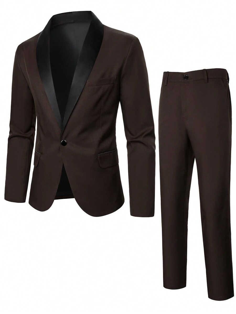 Manfinity Mode Men's Shawl Collar Suit Jacket And Trousers Set SHEIN USA
