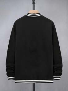 Chaqueta De Hombre Con Impresión De Letras Y Eslogan - Negro - Ver 2