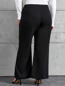 RueChic Pantalones Acampanados De Talla Grande Para Mujer - Negro - Ver 2