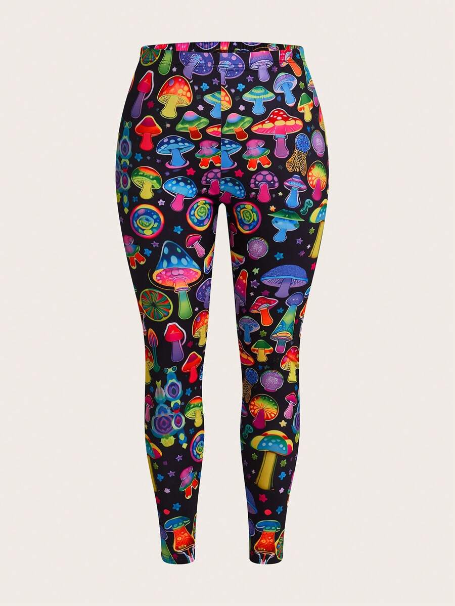 Damen Leggings Mit Hoher Taille - Baumwolle Übergröße Bedruckt Bauchkontrolle