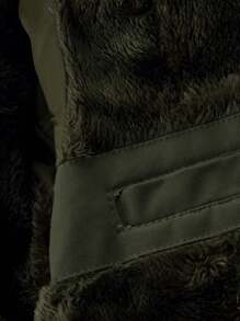 Manfinity Homme Men Removable Hat Flap Pocket Drawstring Hooded Thermal Lined Padded Coat, Men Winter Jacket, Men Olive Green Jacket, Men Cargo Jacket - Army Green - View 5