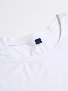 Manfinity Homme Men's Loose-Fit Casual T-Shirt With Letter & Christmas Hat Print - White - View 4