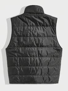 GENTILAND Áo khoác nam có chữ vá chi tiết Teddy lót dây kéo áo đệm - màu đen - Xem 2