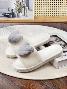 女士冬季毛茸茸拖鞋,夏季戶外2023新款韓國仙女風牛仔短裙芭蕾平底鞋,新款女拖鞋,適合室內外穿著,仙女韓國平底鞋 - 灰色 - 查看 7