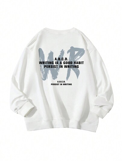 Sudadera con estampado de slogan de hombros caídos