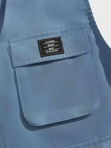 Manfinity RebelGame Men's Woven Vest With Flap Pockets - Baby Blue - View 3