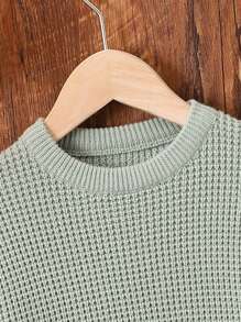 SHEIN 幼兒女孩圓領長袖毛衣 - 薄荷綠 - 查看 5