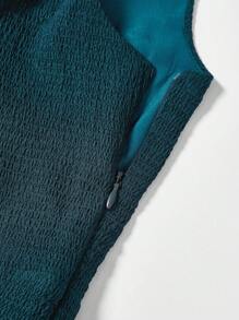 SHEIN MOD 素色不對稱領褶邊荷葉邊洋裝 - 軍綠色 - 查看 4