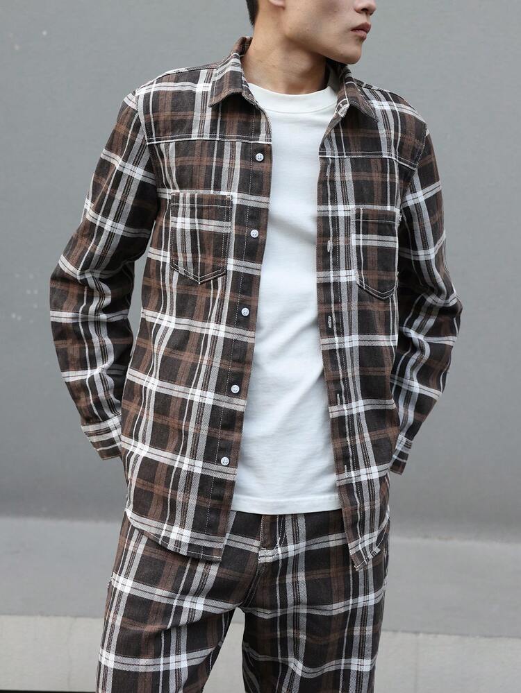 Men's Plaid Denim Shirt