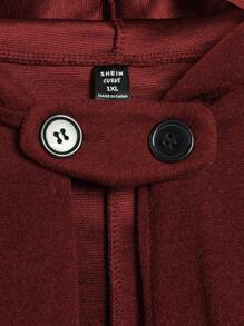 Flirla 大尺碼女士連帽披風毛呢外套 - 紅色 - 查看 4