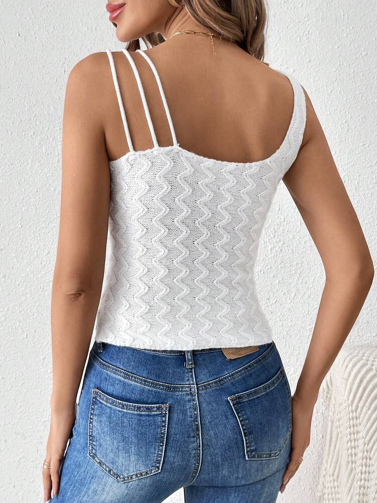 Knitted Top With Jacquard Asymmetric Neckline