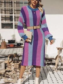 SHEIN LUNE Ngoại cỡ Thả vai Khối màu Áo len dệt kim Đầm Không có thắt lưng - Nhiều màu - Xem 1