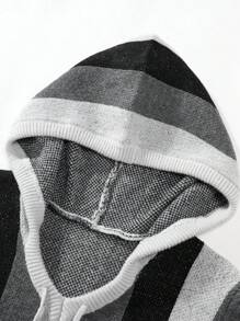 Manfinity Homme 男士條紋連帽毛衣 - 灰色 - 查看 4