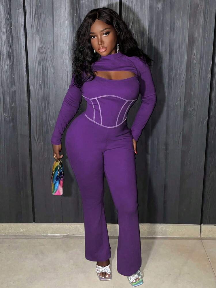 Hollow Out Front & Sewing Edge Detail Jumpsuit