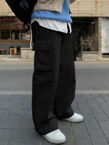 DAZY Men's Cargo Pants - Black - View 1